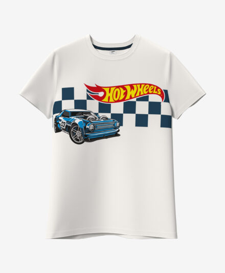 t-shirt bianca hot wheels bambino