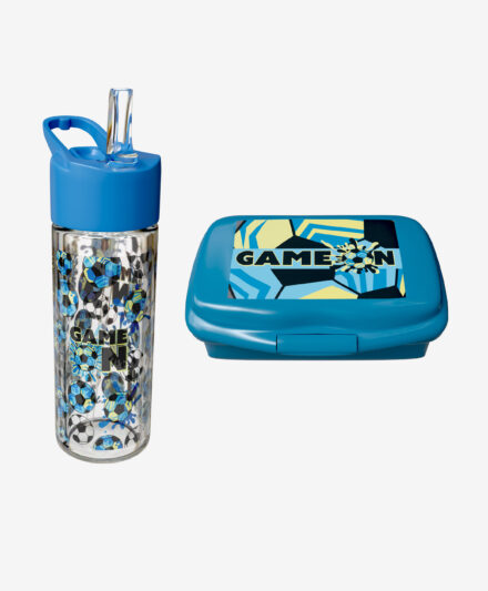 set lunch box e bottiglia blu