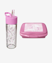 set lunch box e bottiglia rosa