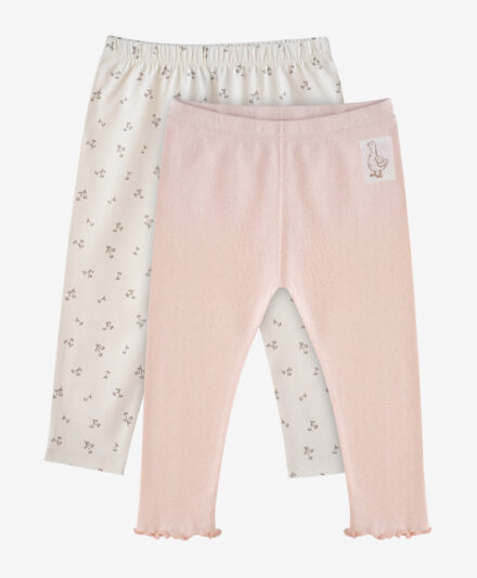 set leggings neonata rosa e crema