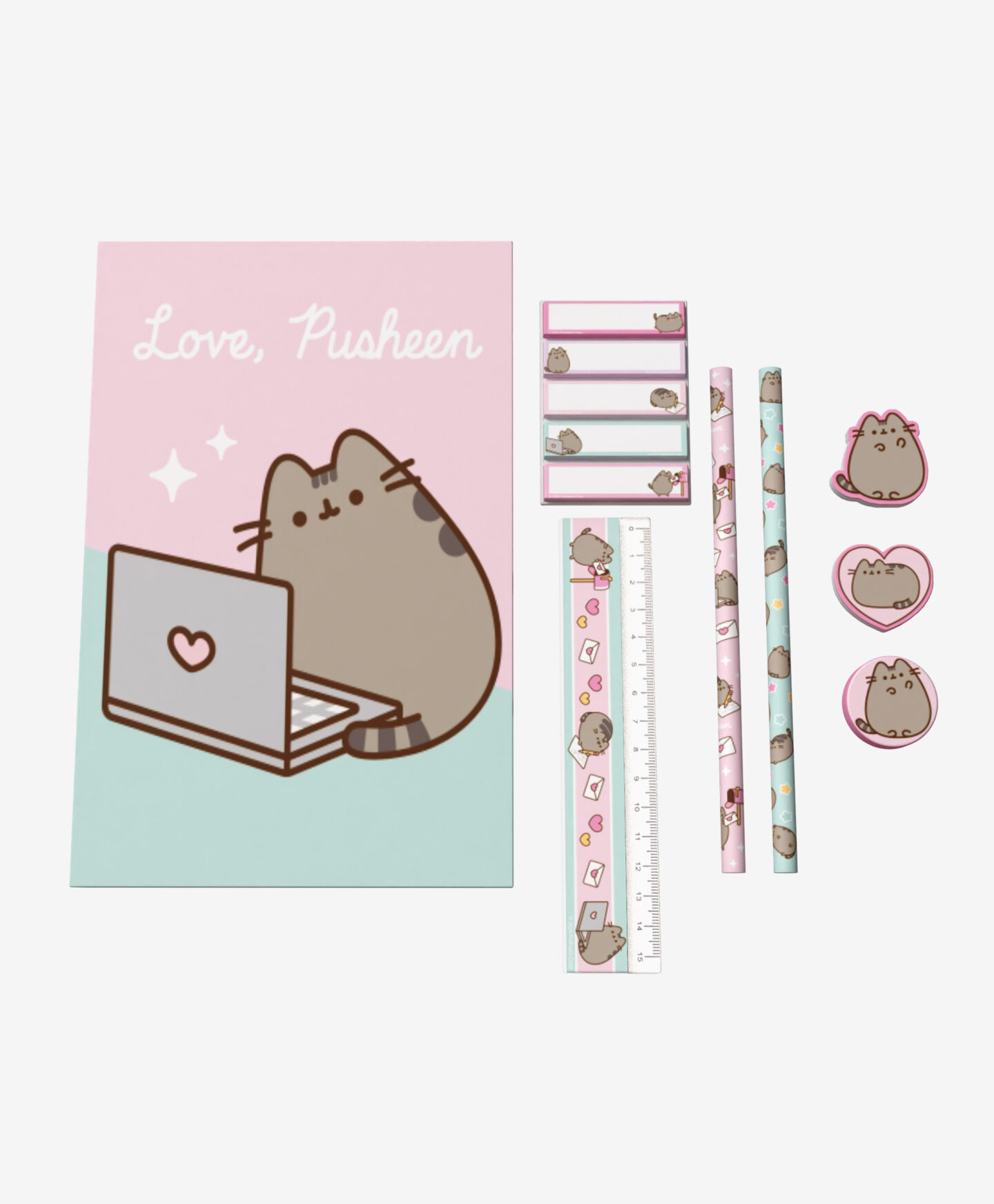 set scrittura pusheen e quaderno