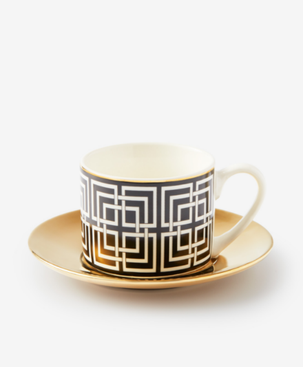 tazza decorata oro e blu navy