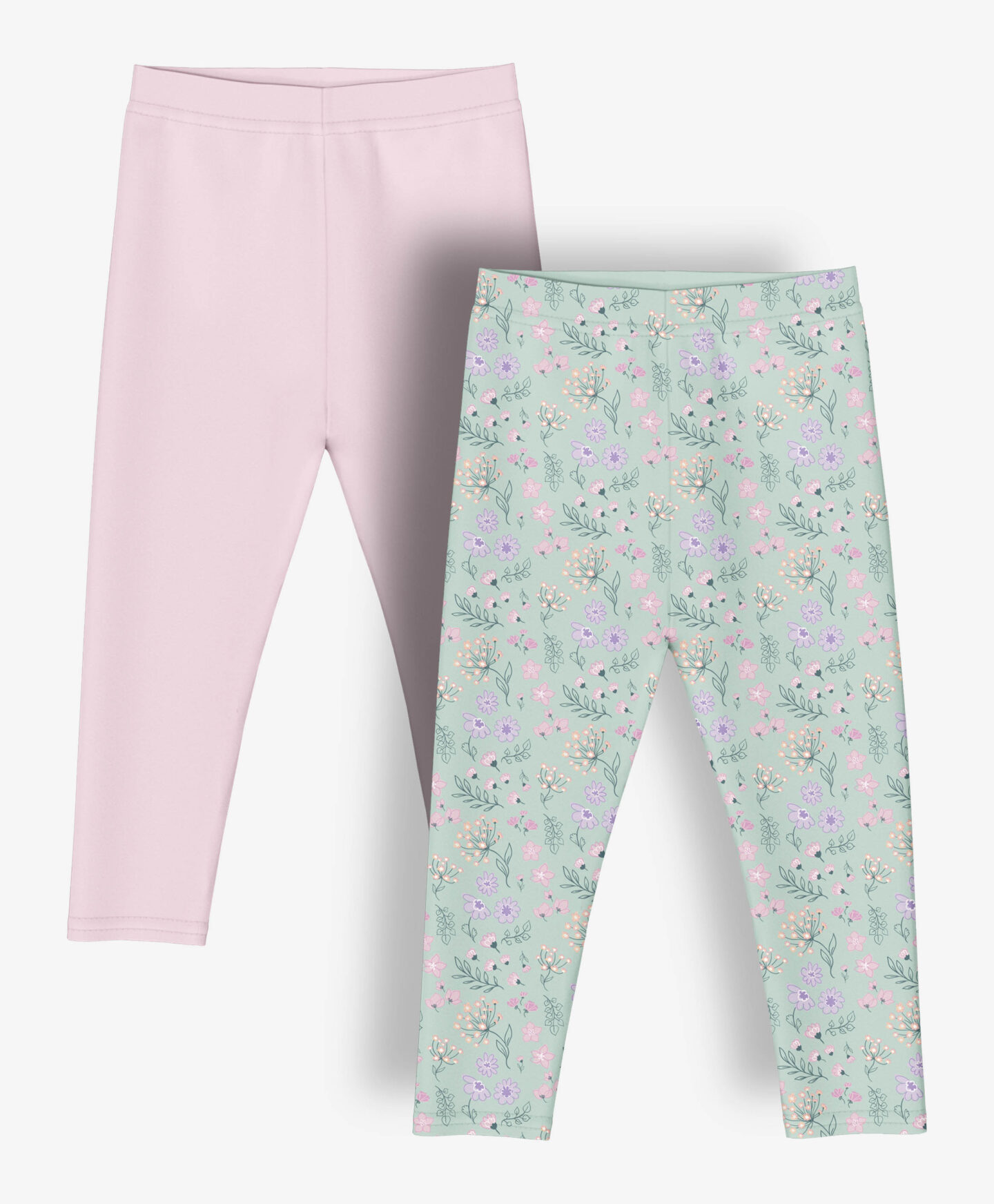 set leggings neonata rosa e menta