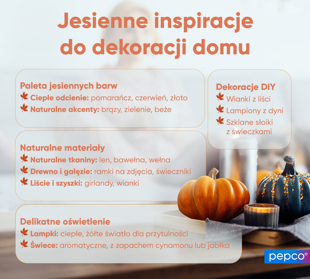 Jesienne inspiracje do dekoracji domu - infografika Pepco