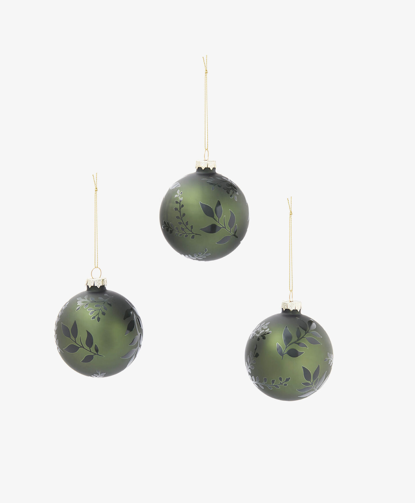 set di palline verdi con decori