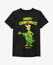 T-shirt męski na licencji Grinch czarny 100% bawełny