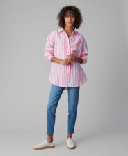 camicia a righe rosa da donna