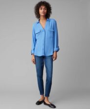 camicia blu da donna viscosa