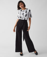 pantaloni neri in maglia da donna