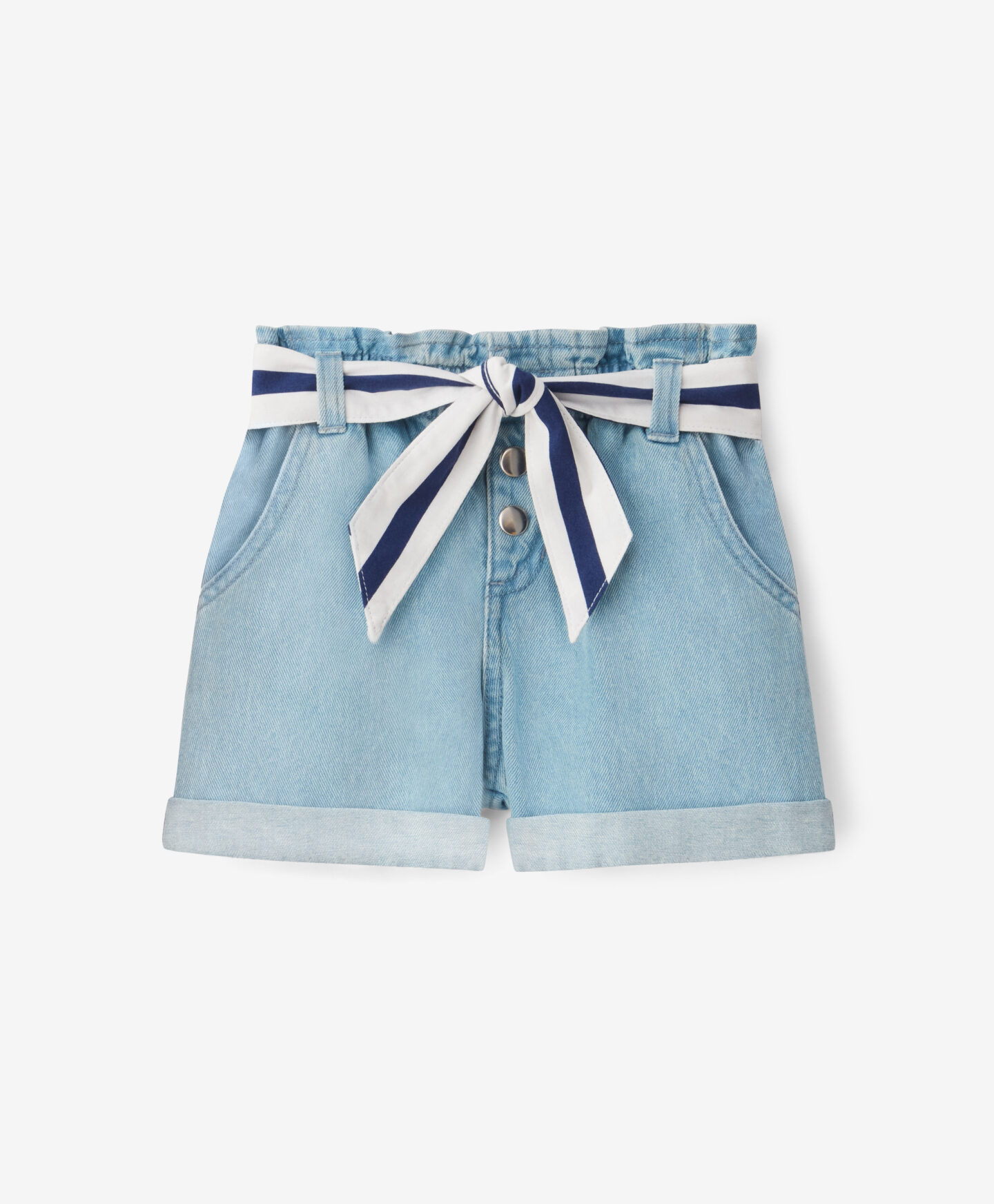 shorts bambina con cintura blu