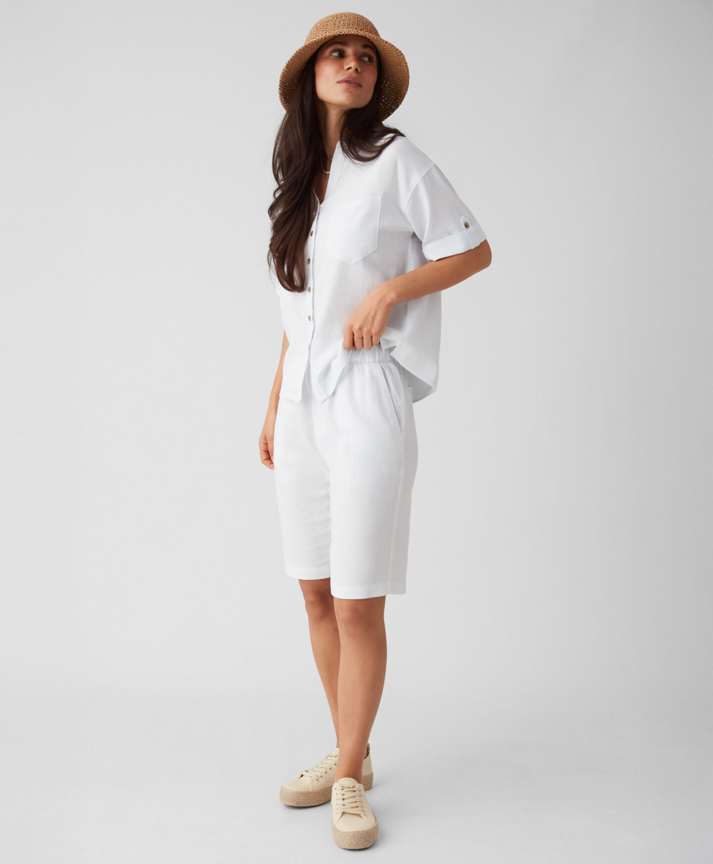 shorts bianchi con laccio donna