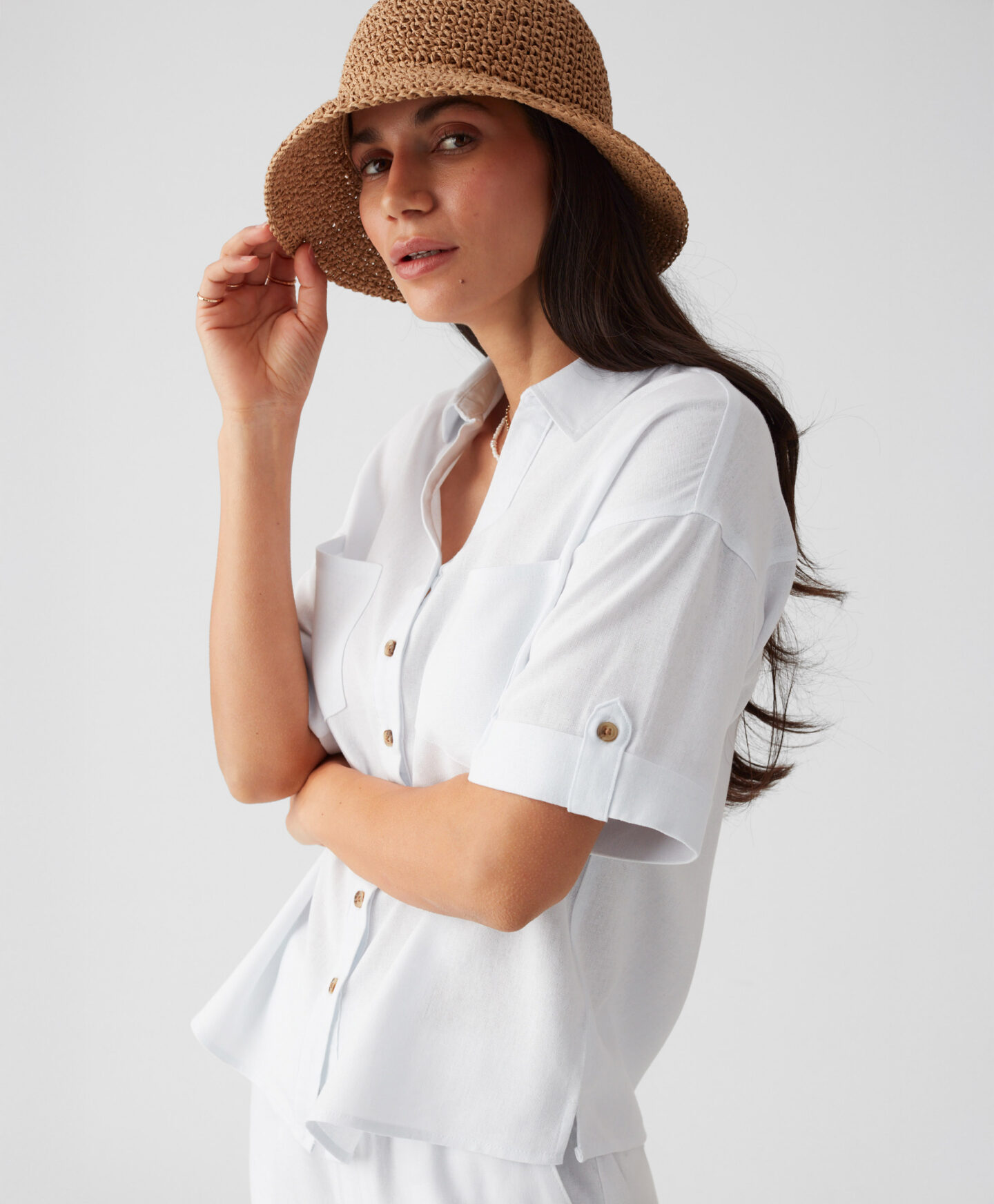 camicia bianca con tasche donna