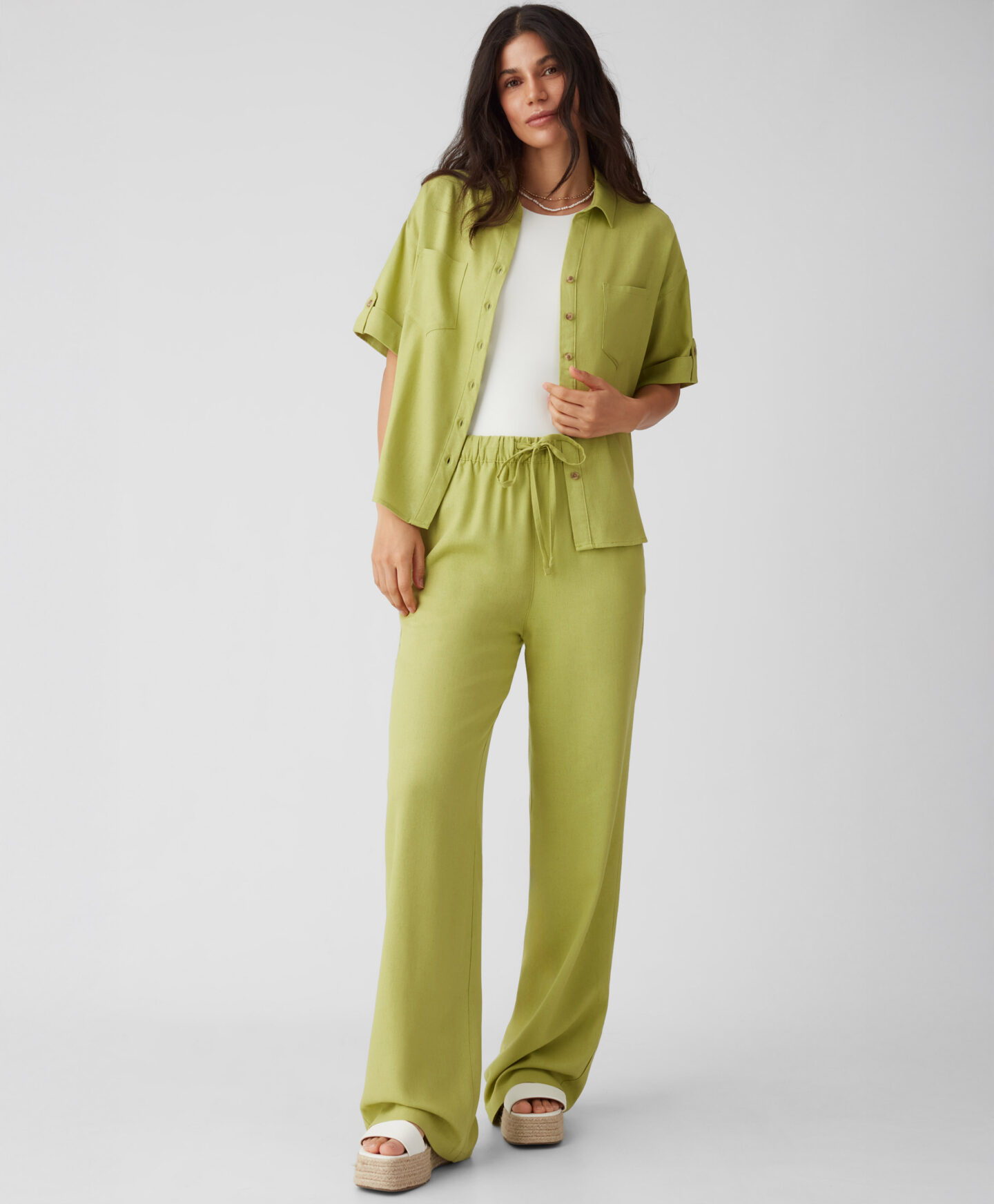 pantaloni verde salvia da donna