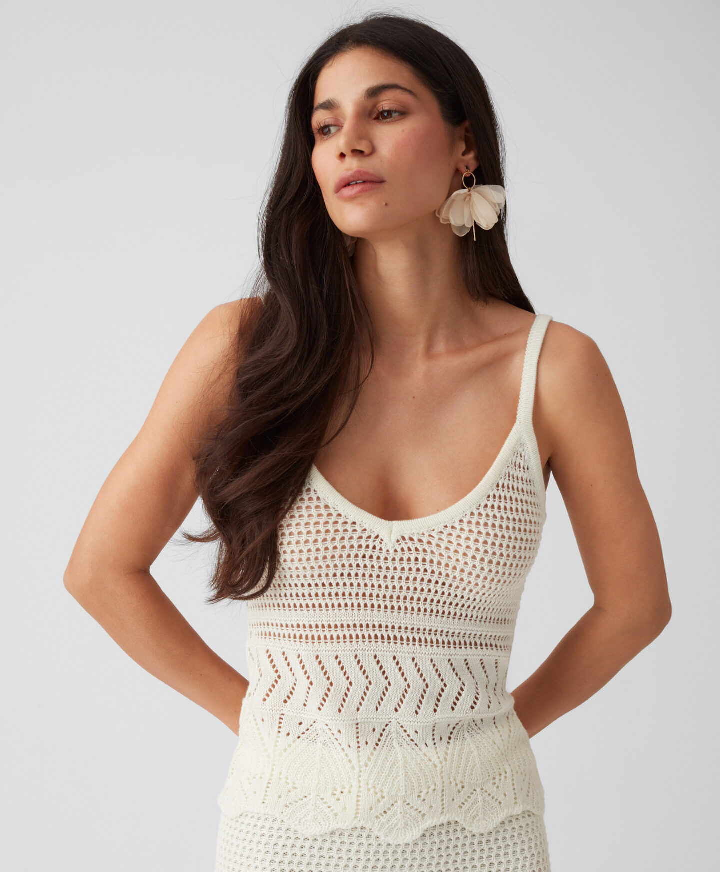 top in crochet bianco da donna