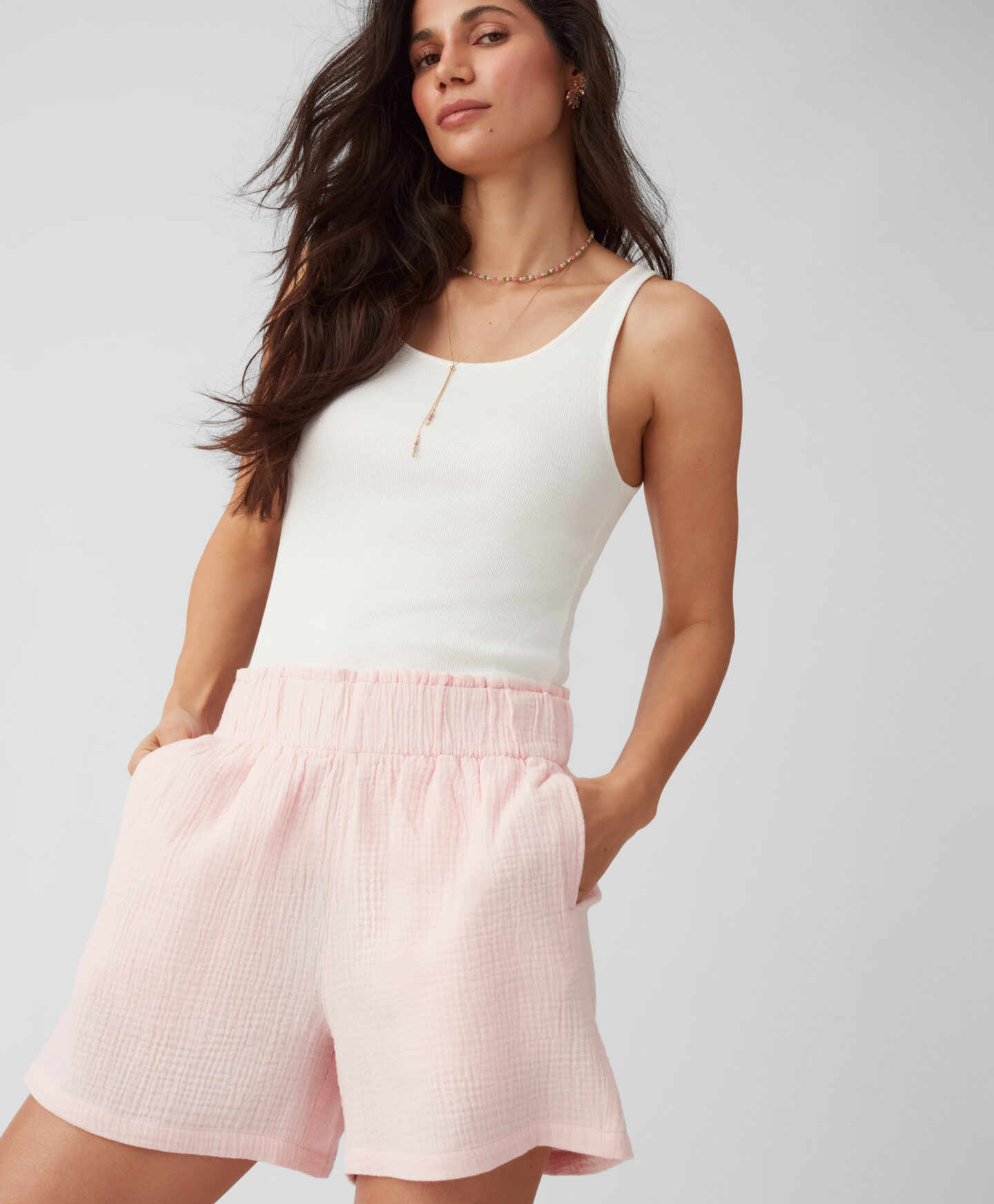 shorts rosa elasticizzati donna