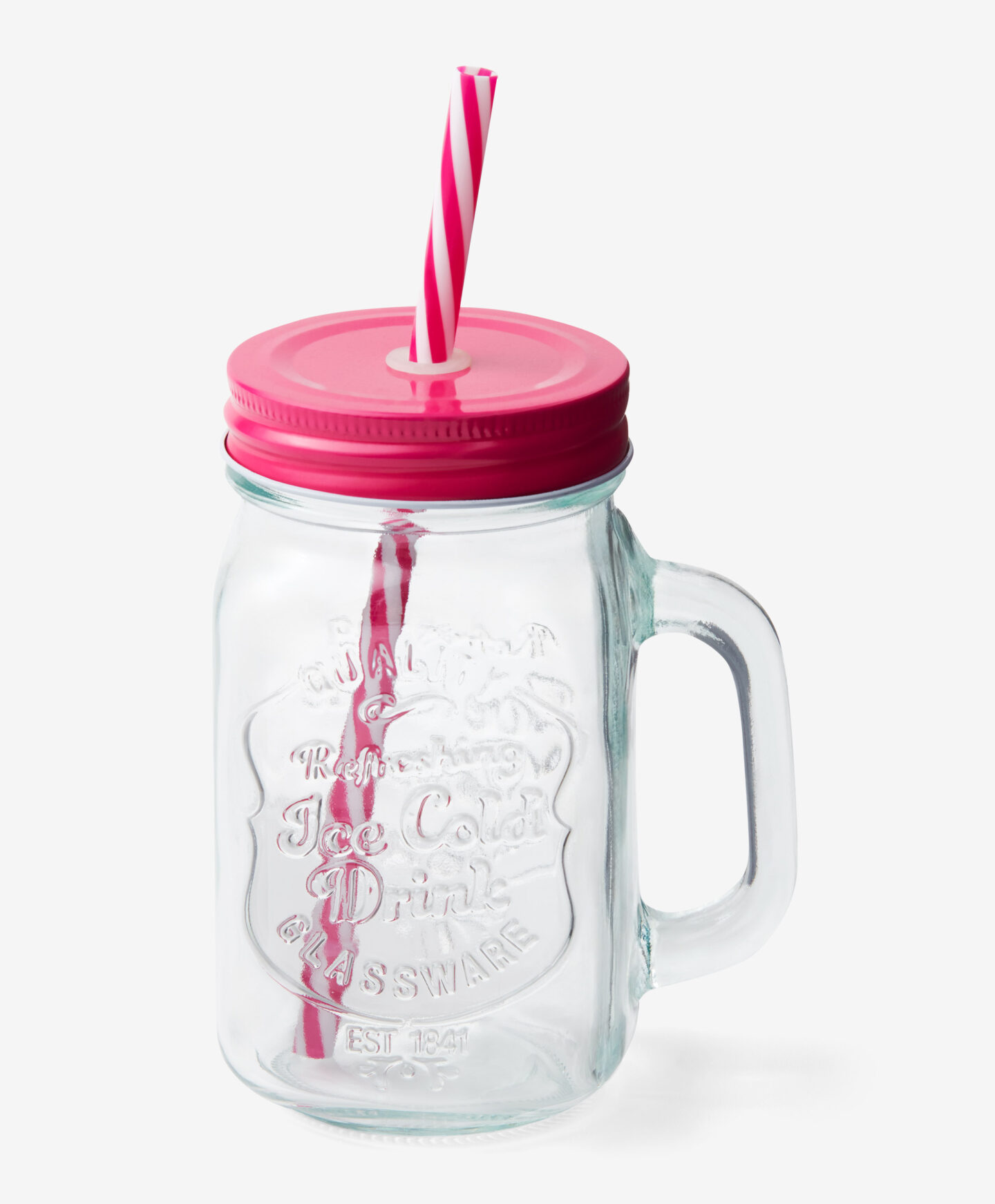 barattolo con cannuccia rosa
