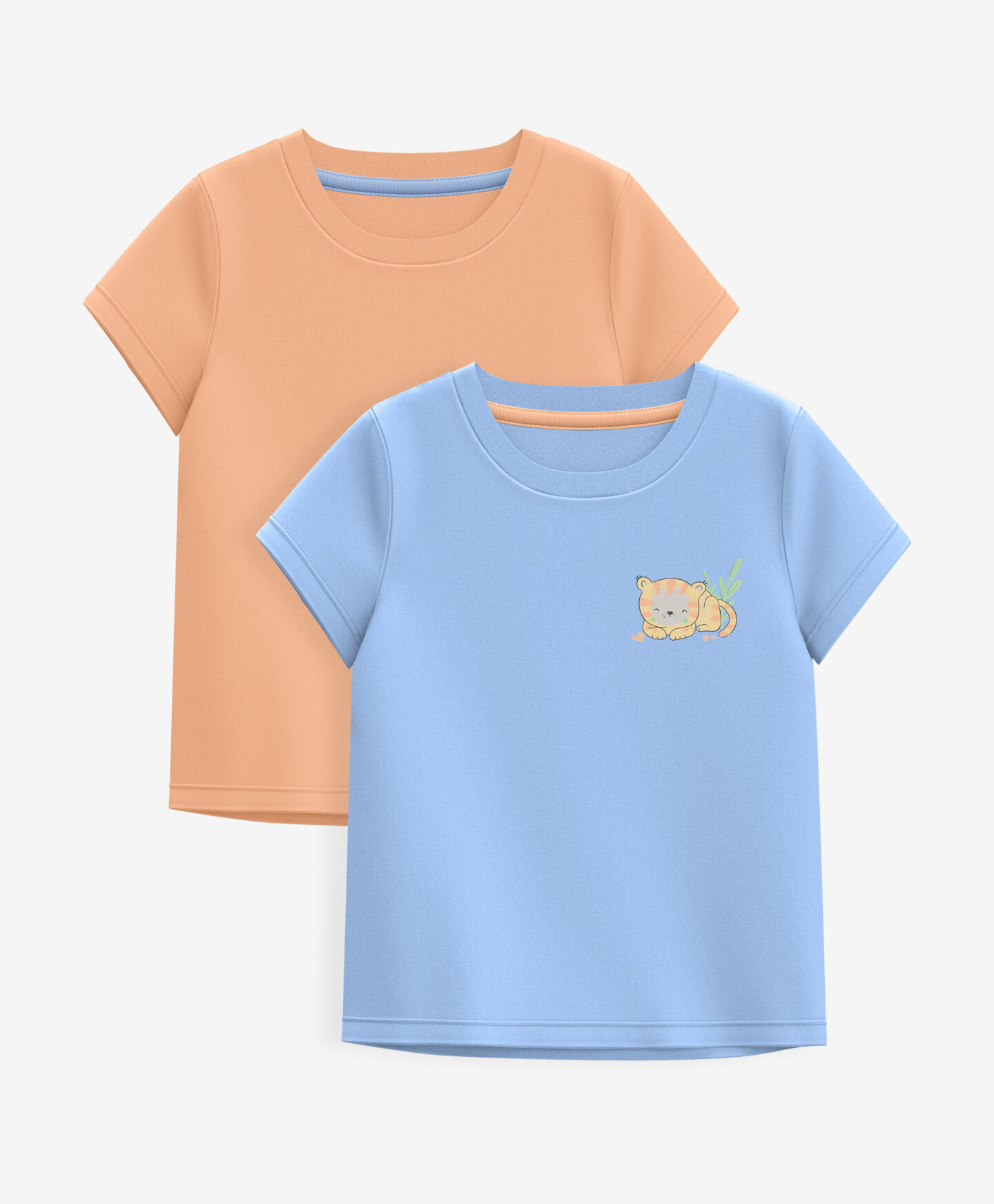 set t-shirt neonato blu e arancio