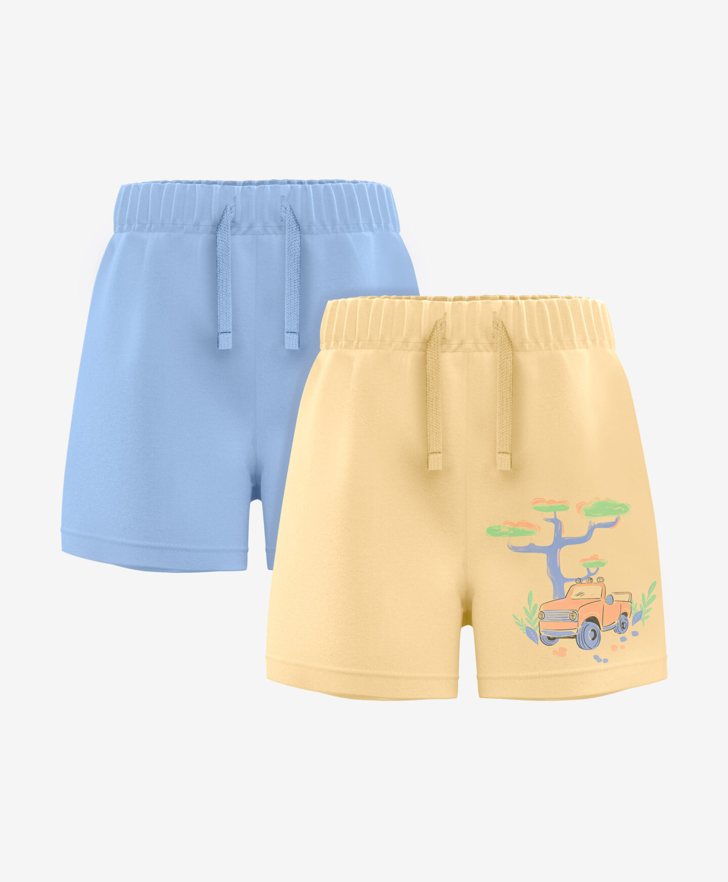 set shorts neonato gialli e blu