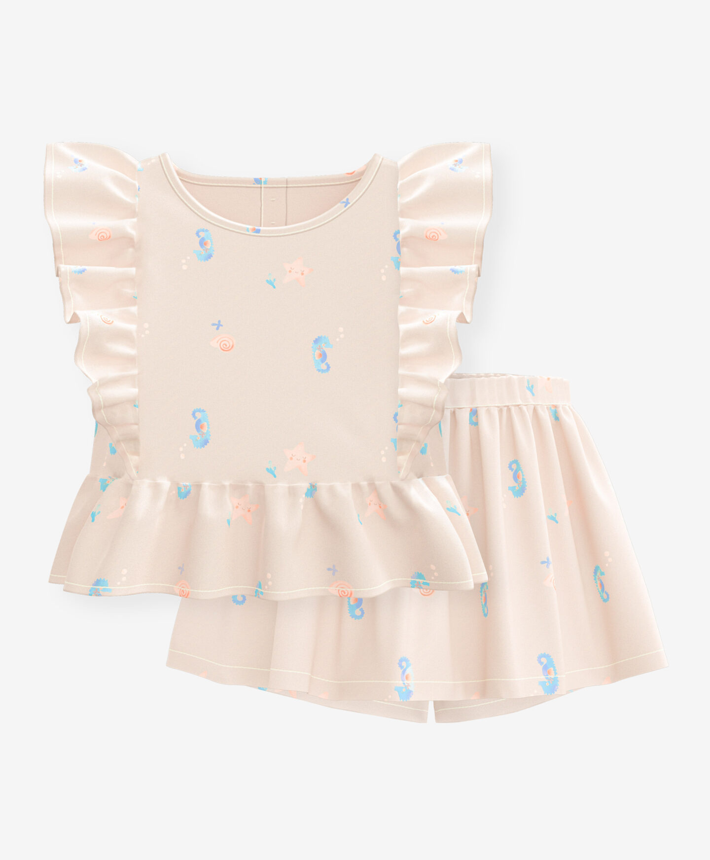 set beige da neonata top e shorts