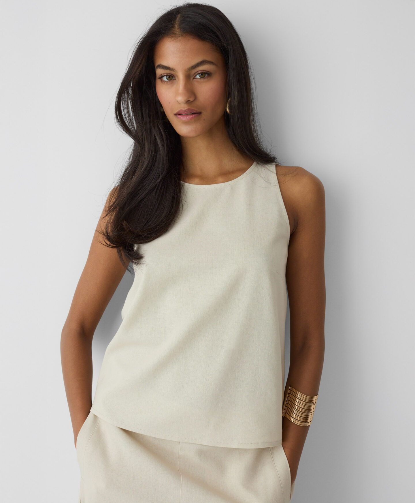 canotta beige minimal da donna