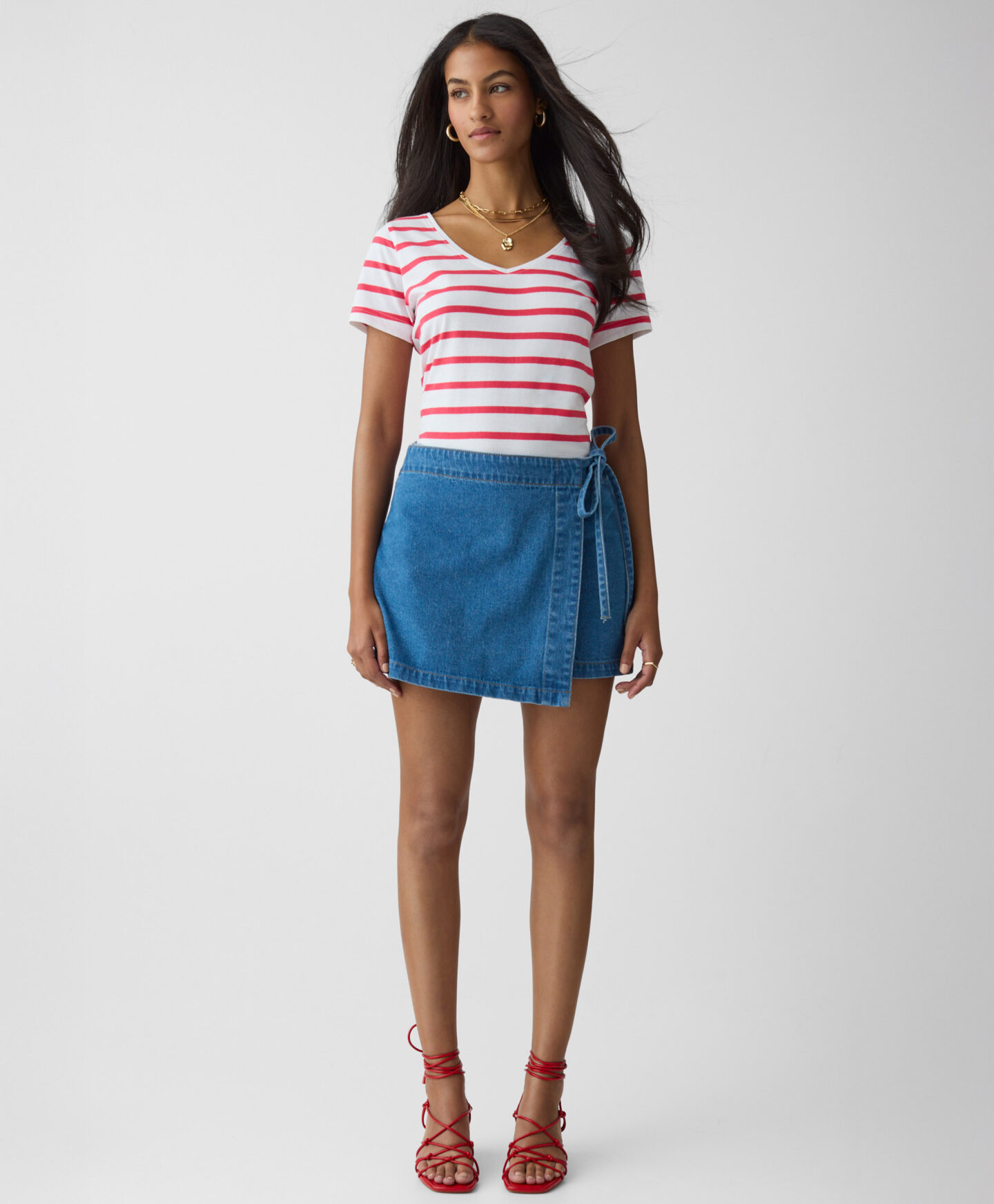 gonna pantalone in denim da donna