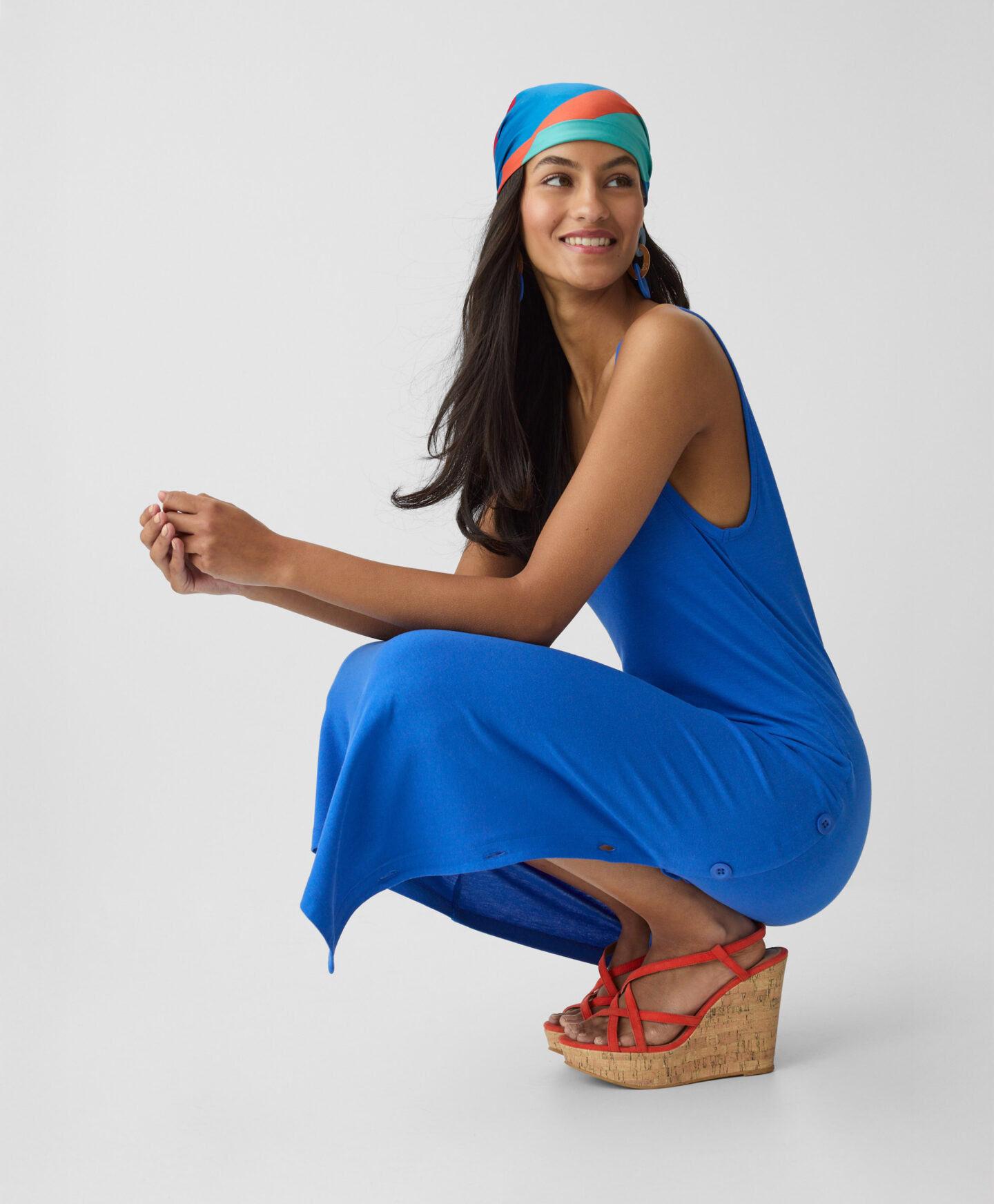 abito blu con spalline da donna