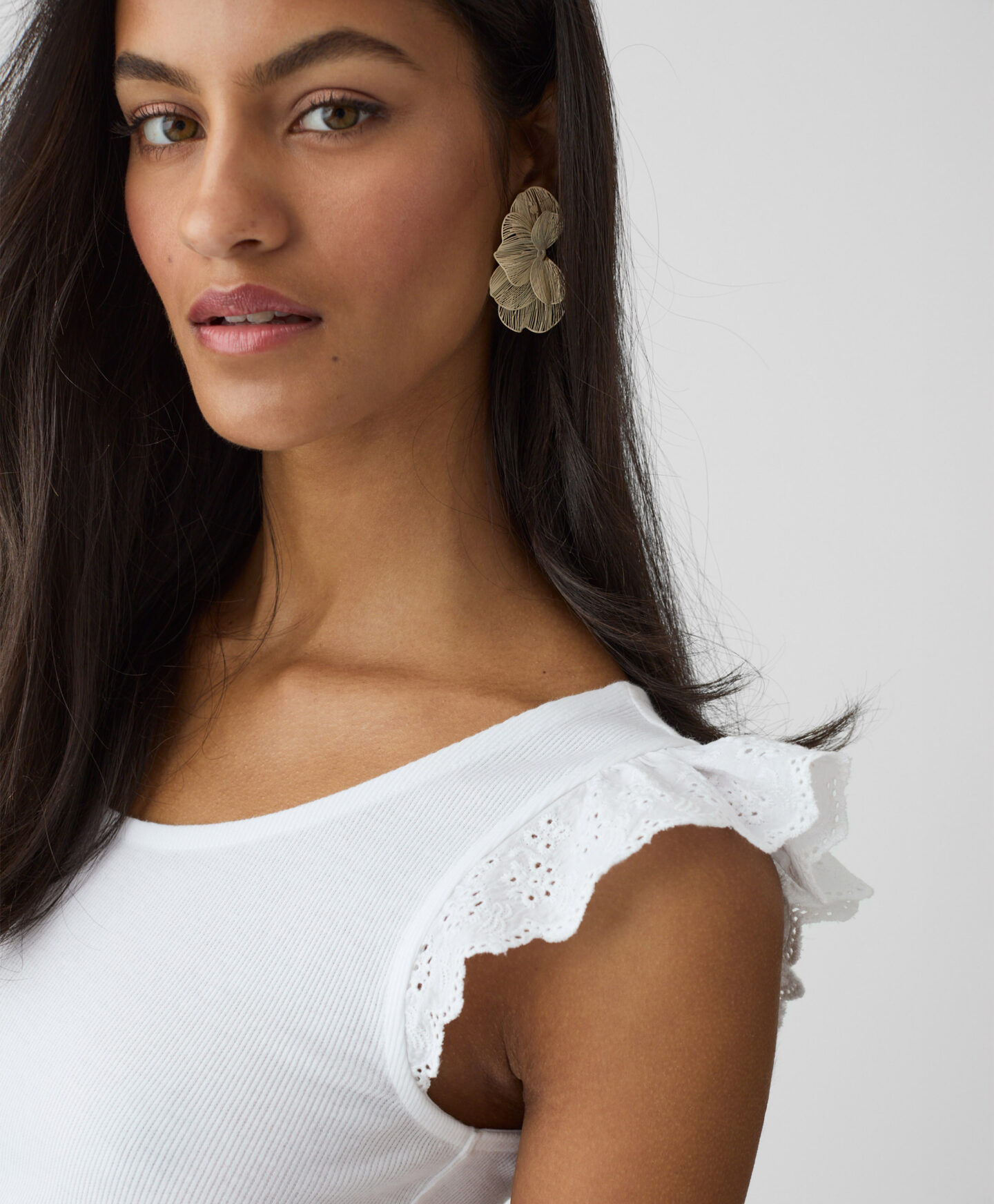 top bianco maniche a rete donna