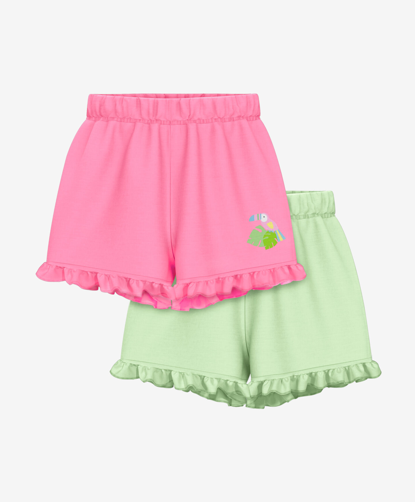 set shorts rosa e verdi neonata