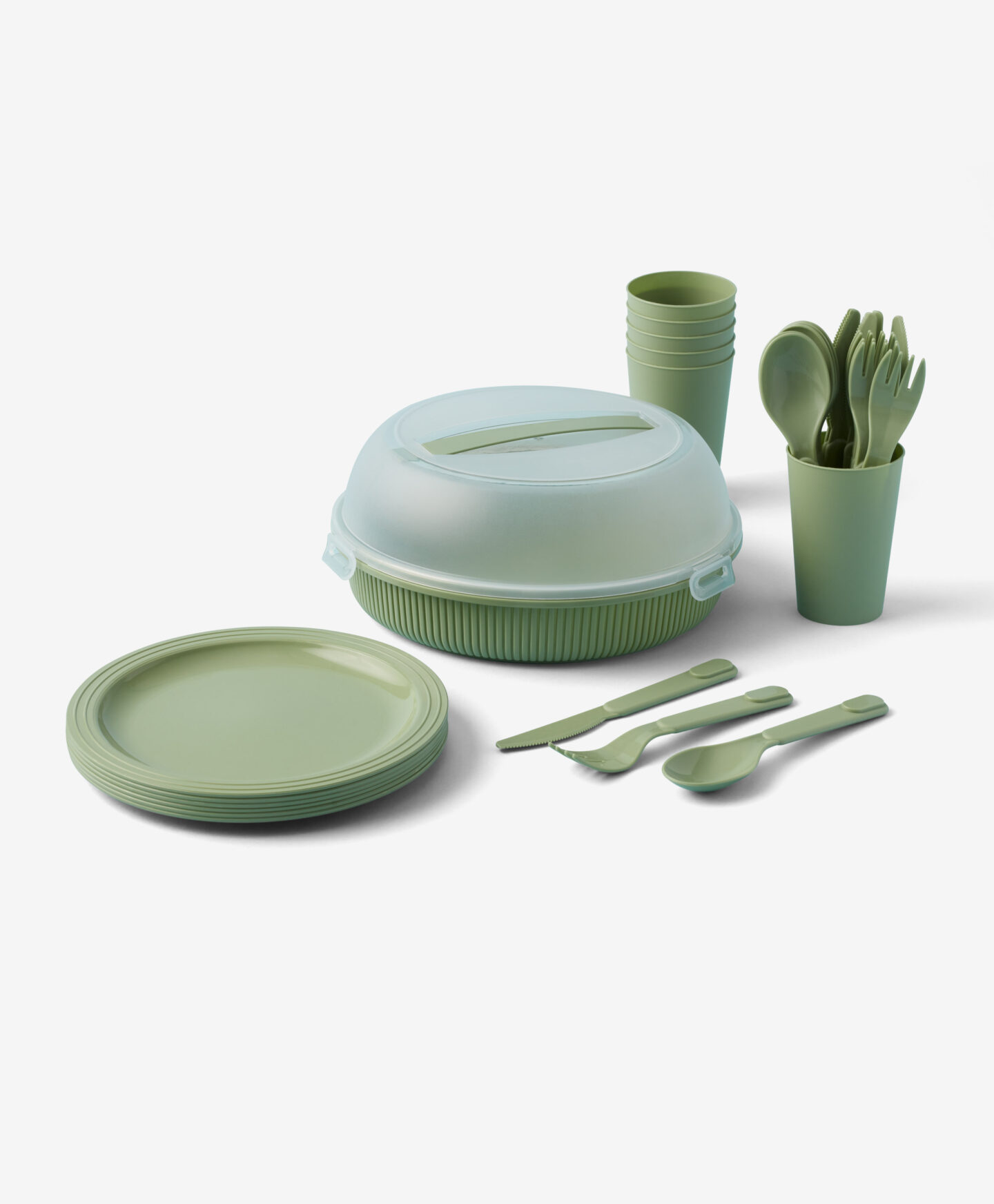 set di stoviglie da picnic verde