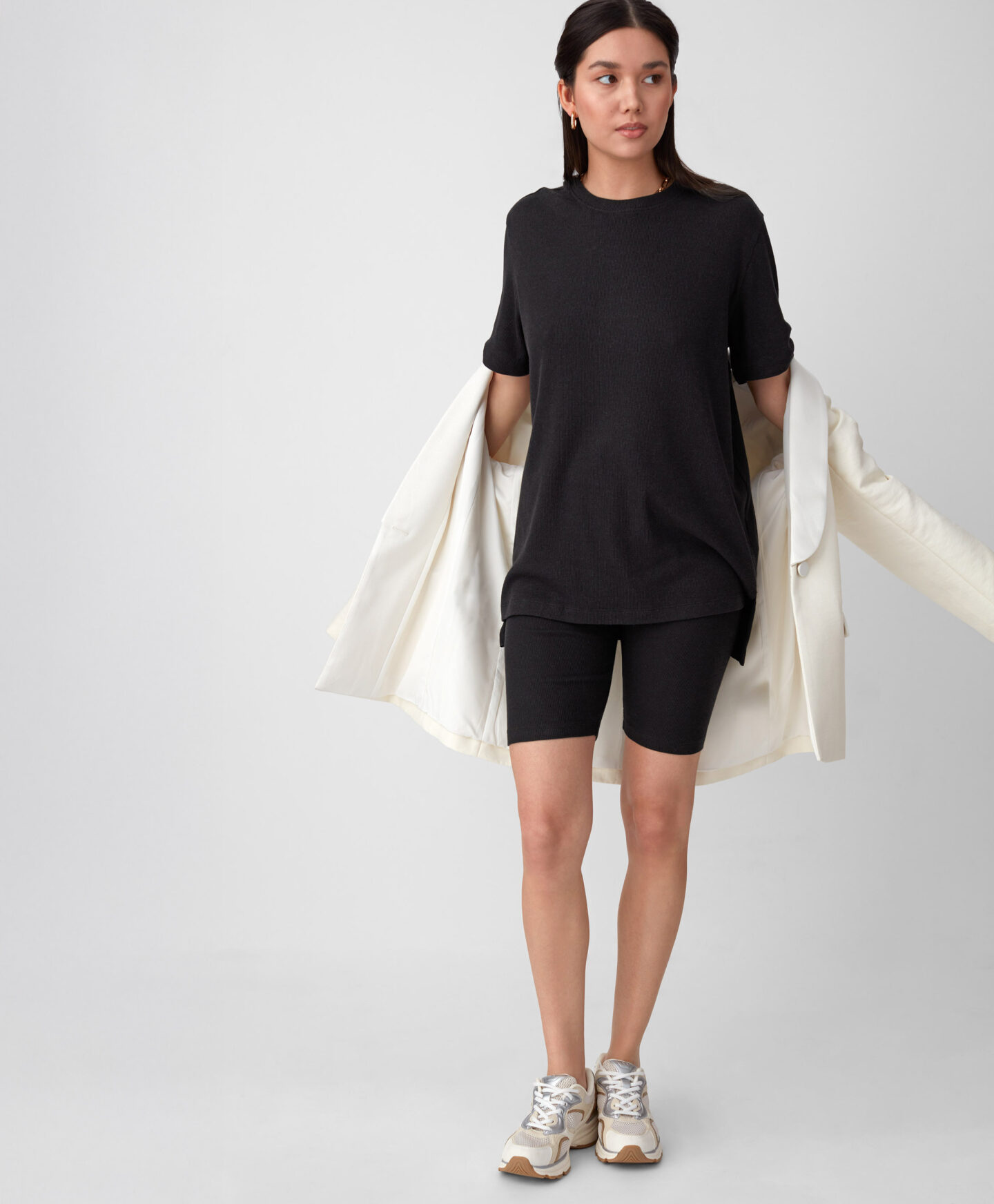Legginsy damskie w prążki czarne