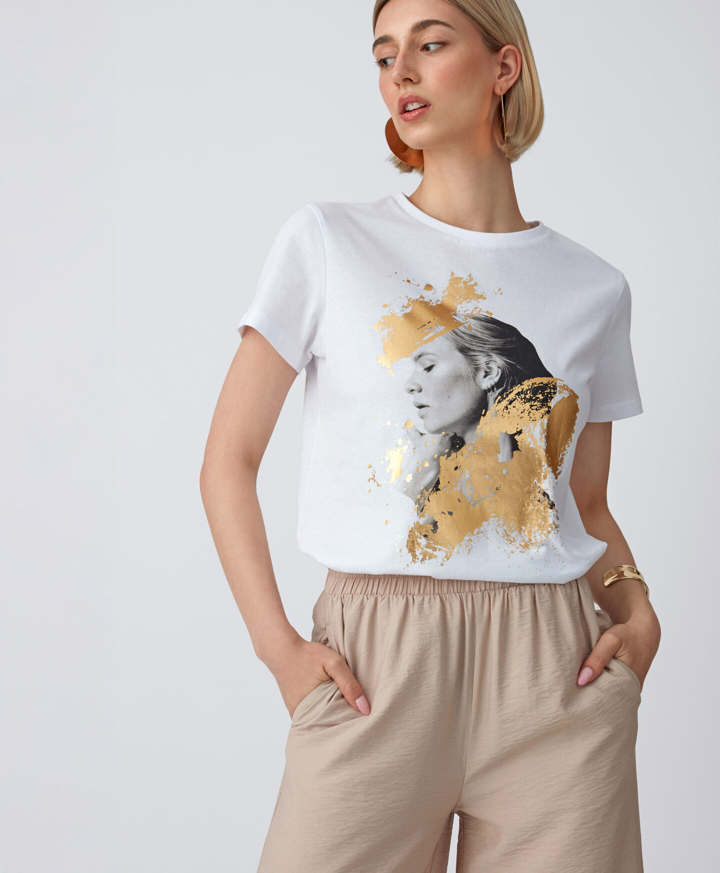 t-shirt bianca donna con stampa