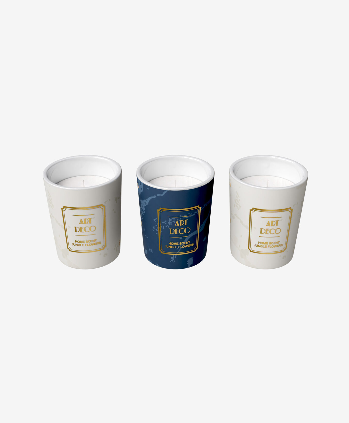 set di tre candele decorative