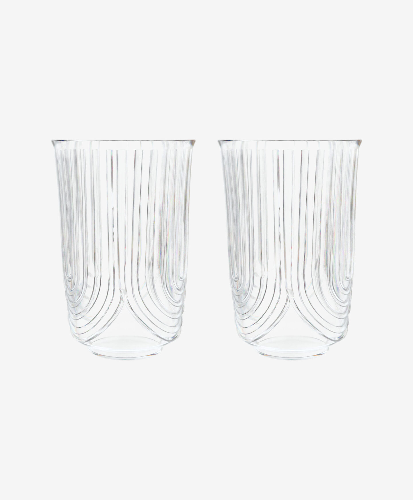 set di due bicchieri trasparenti