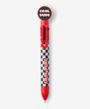 penna multicolore con scritta