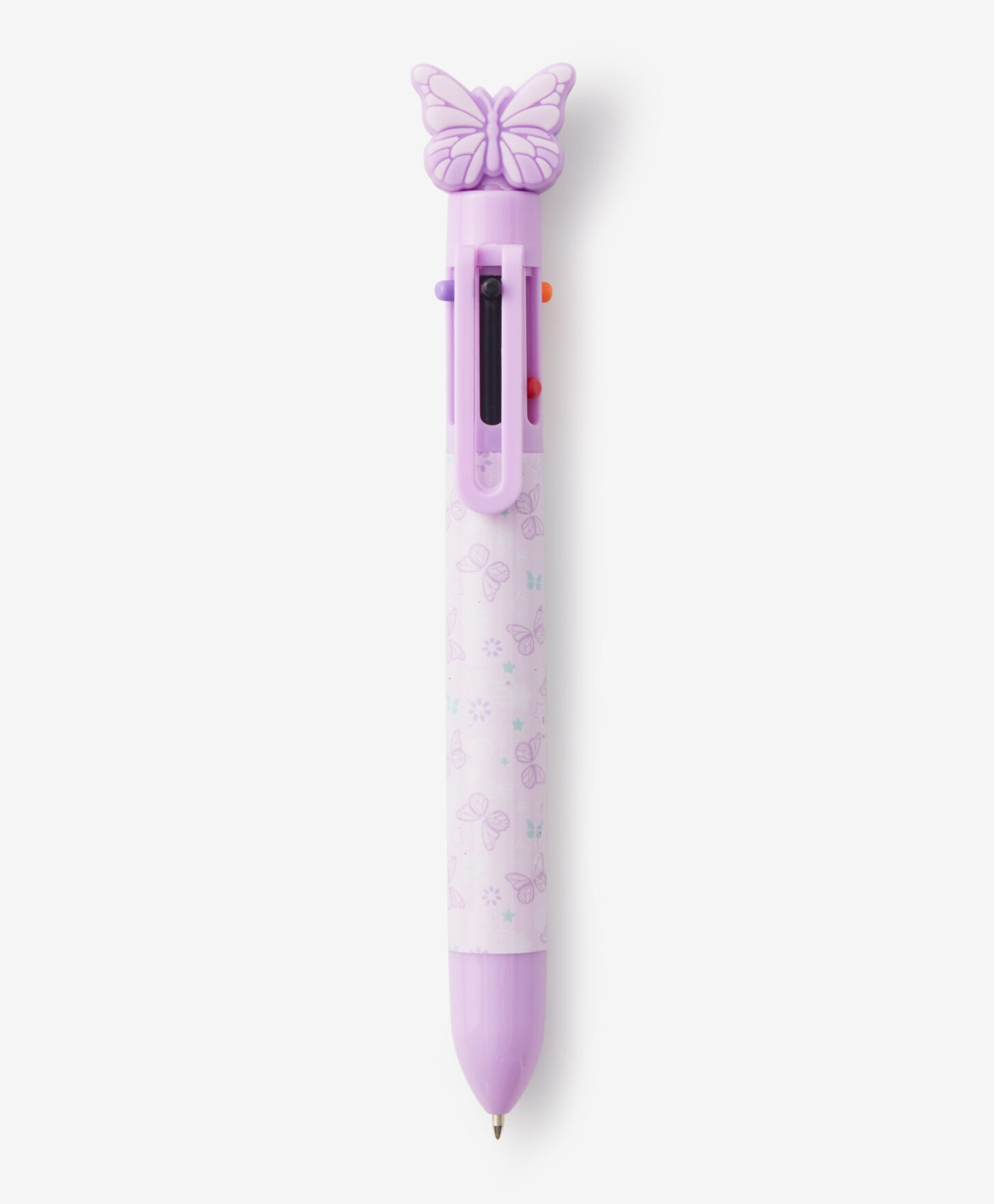 penna multicolore con farfalla