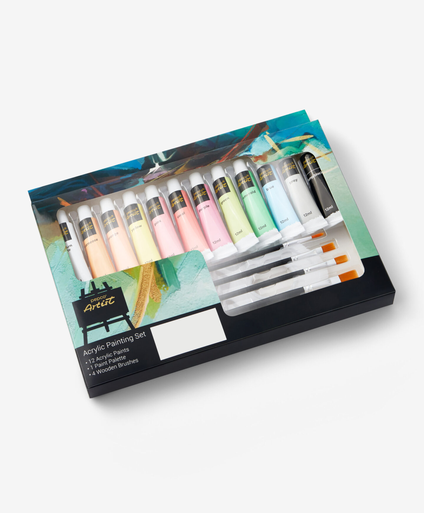 kit colori acrilici e pennelli