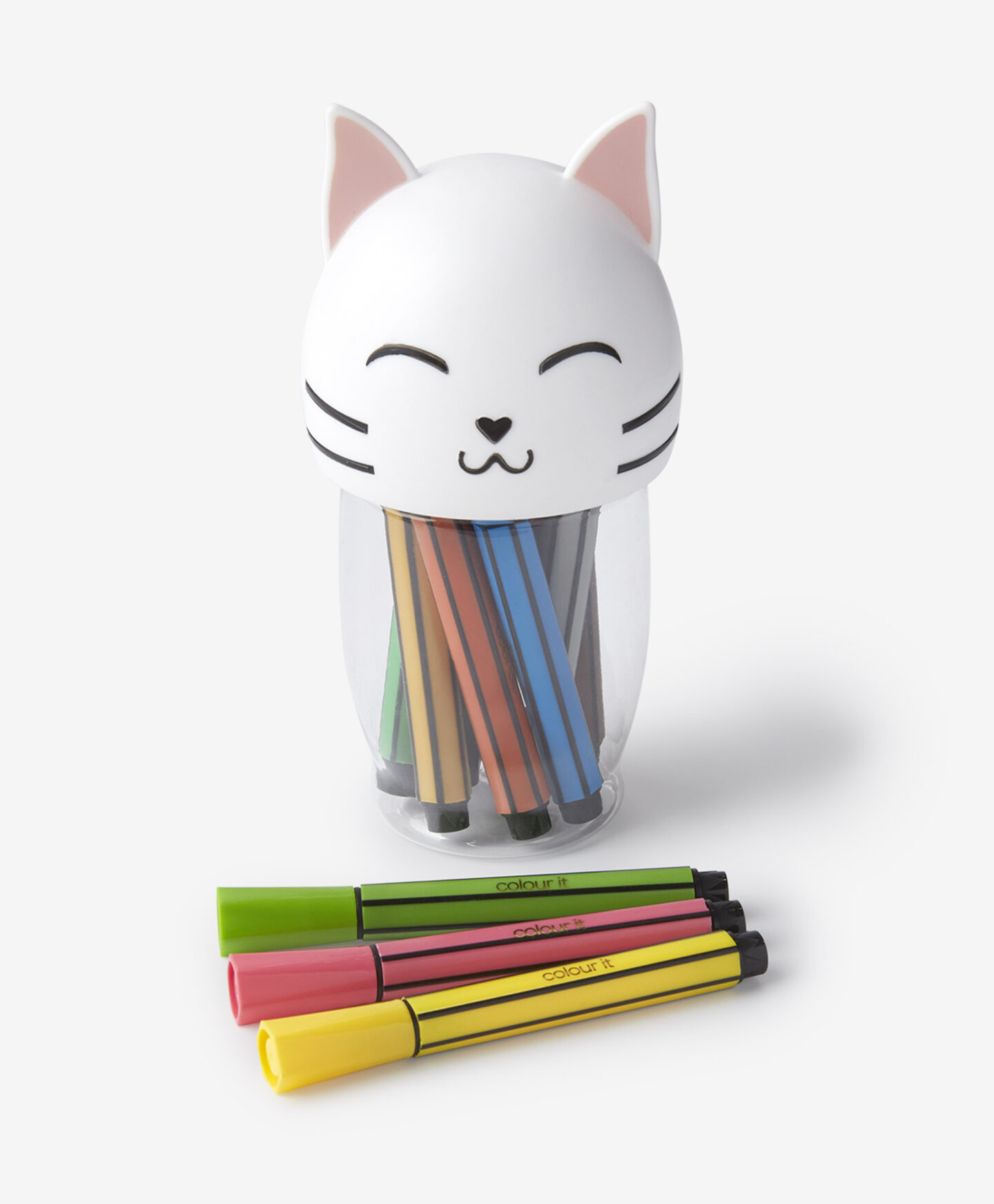 set pennarelli con scatola gatto