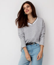 maglia a righe scollo a v donna