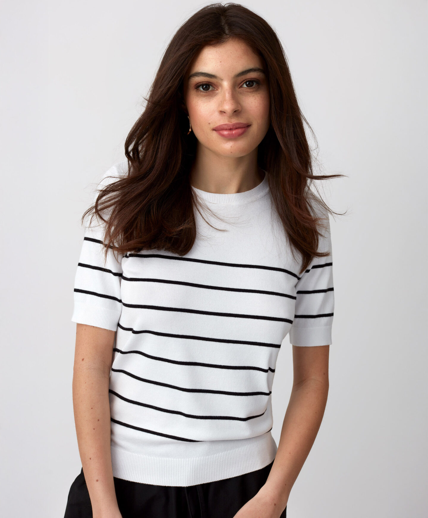 maglioncino bianco a righe donna