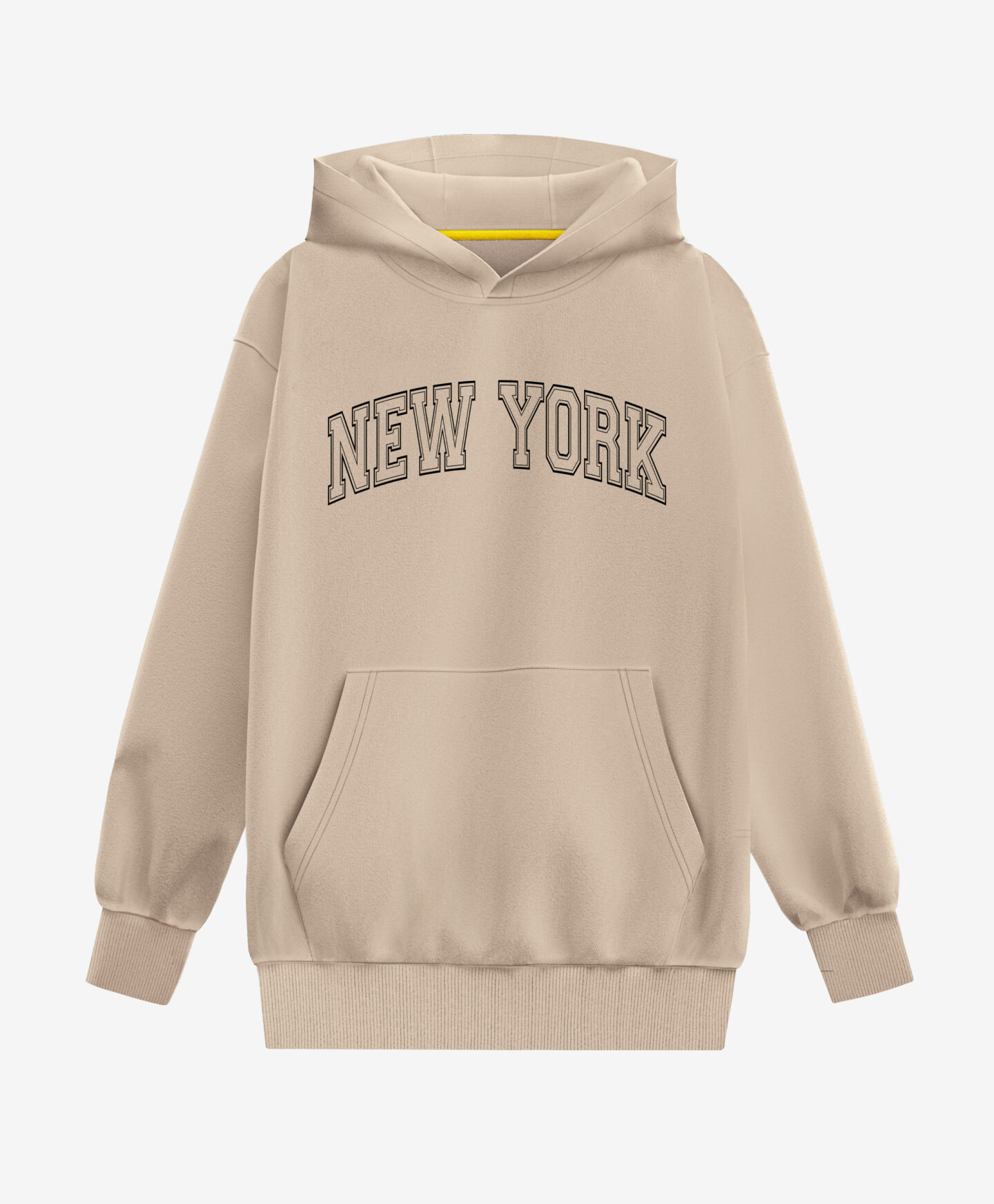 felpa beige con scritta ragazzo