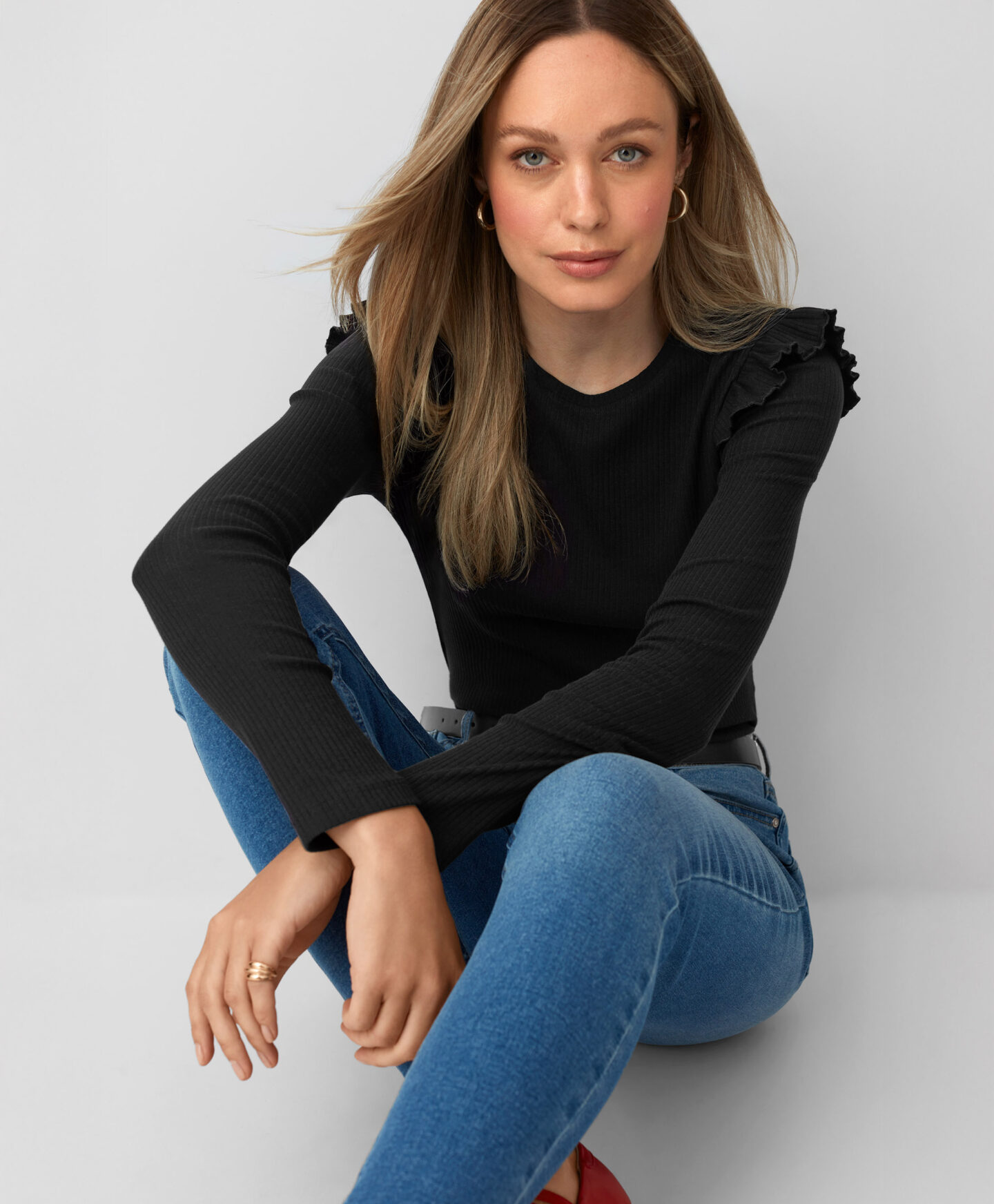 top peplum nero da donna