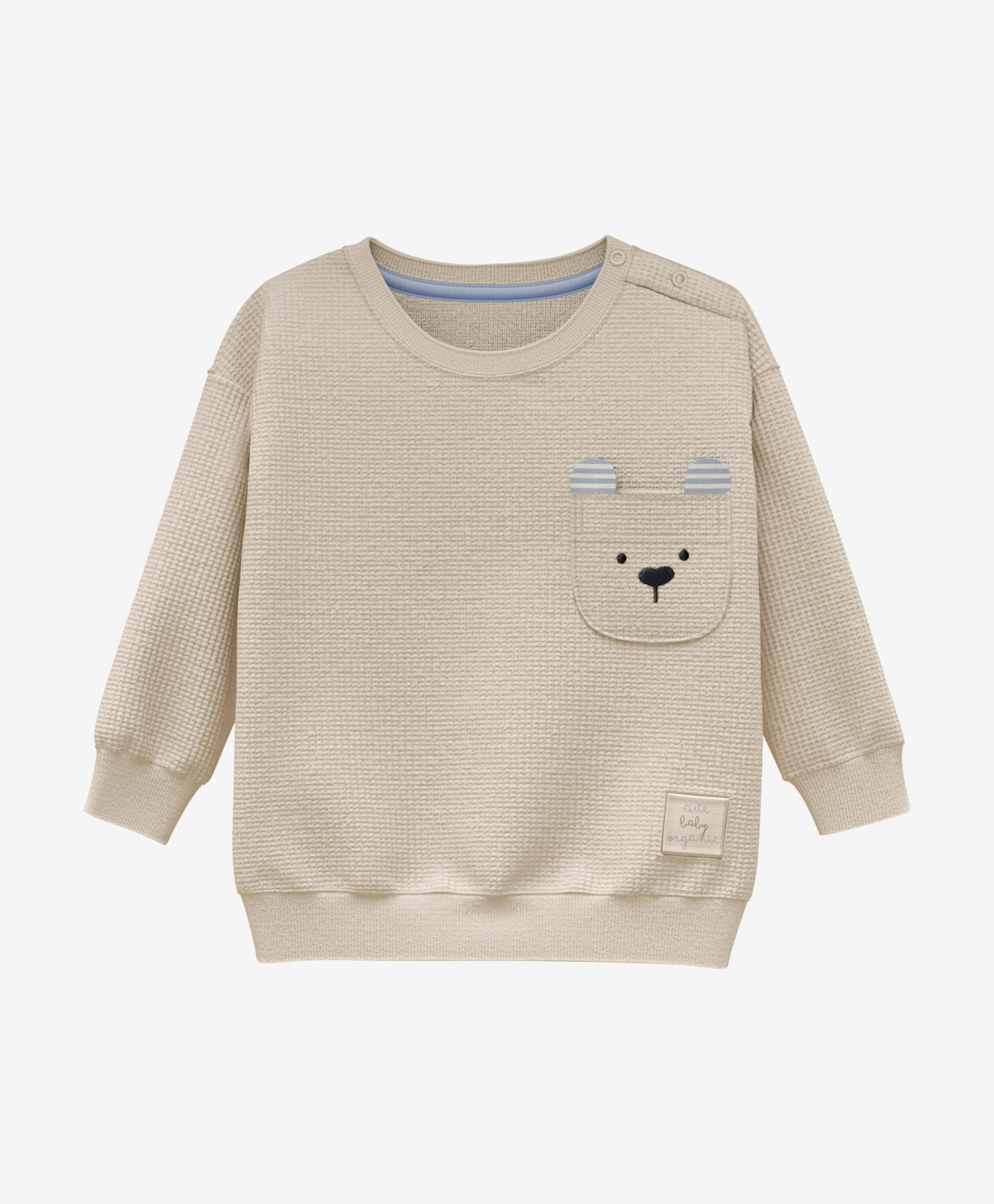 felpa a nido d'ape beige neonato