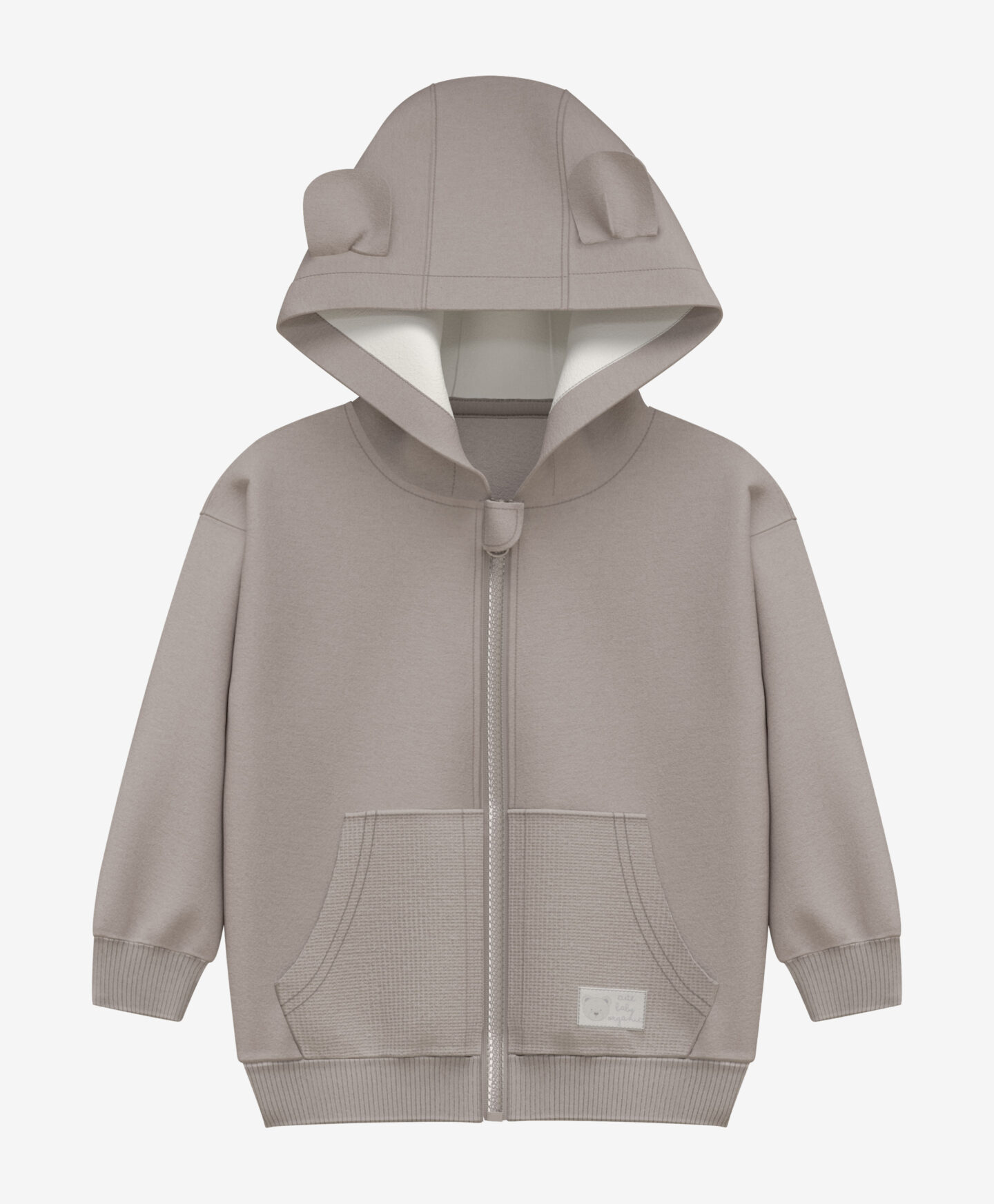 felpa con cappuccio beige neonato