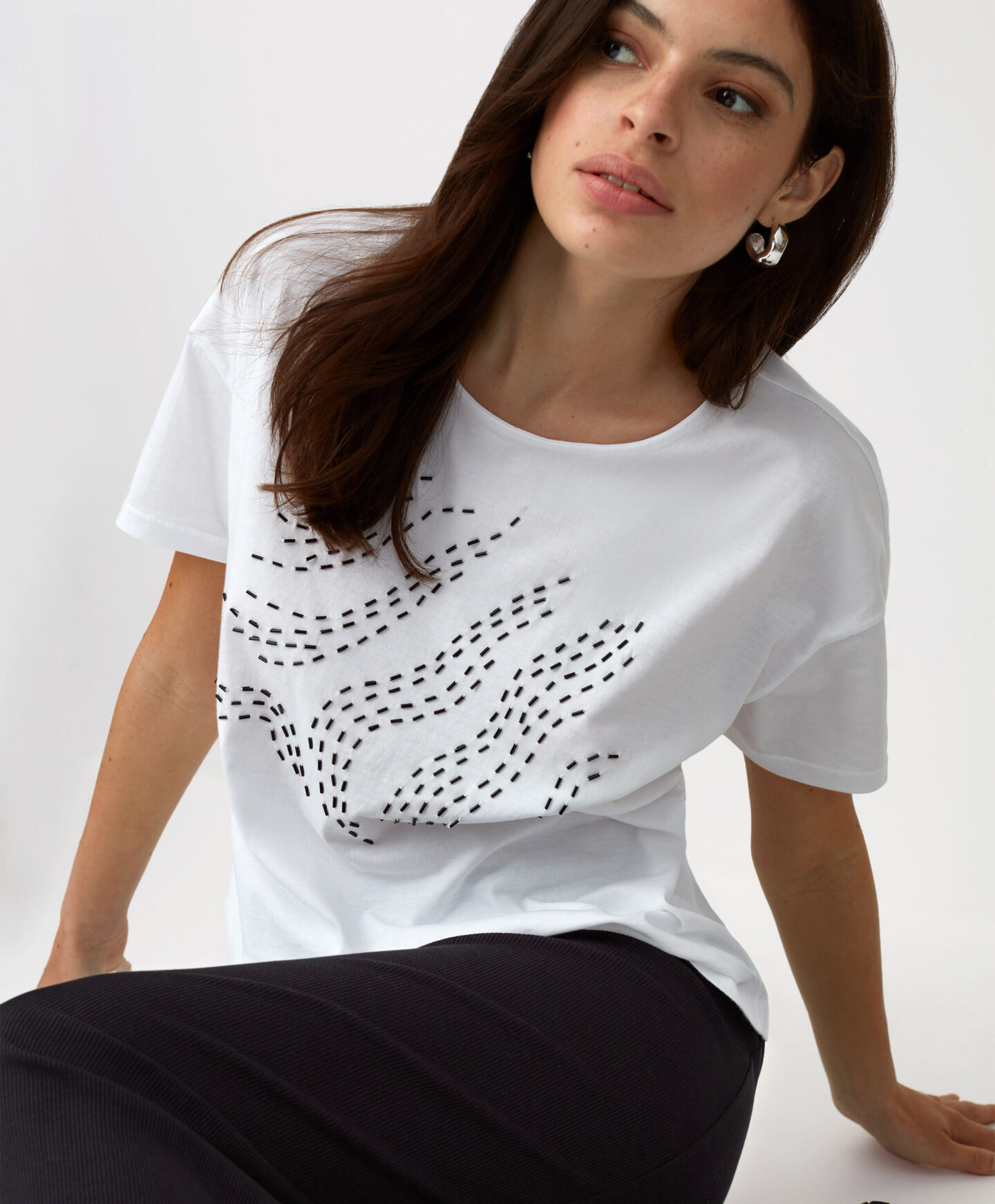 t-shirt bianca con stampa donna