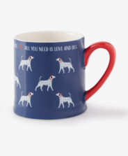 tazza blu e rossa con cani