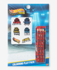 Kredki z kolorowanką i naklejkami na licencji Hot Wheels