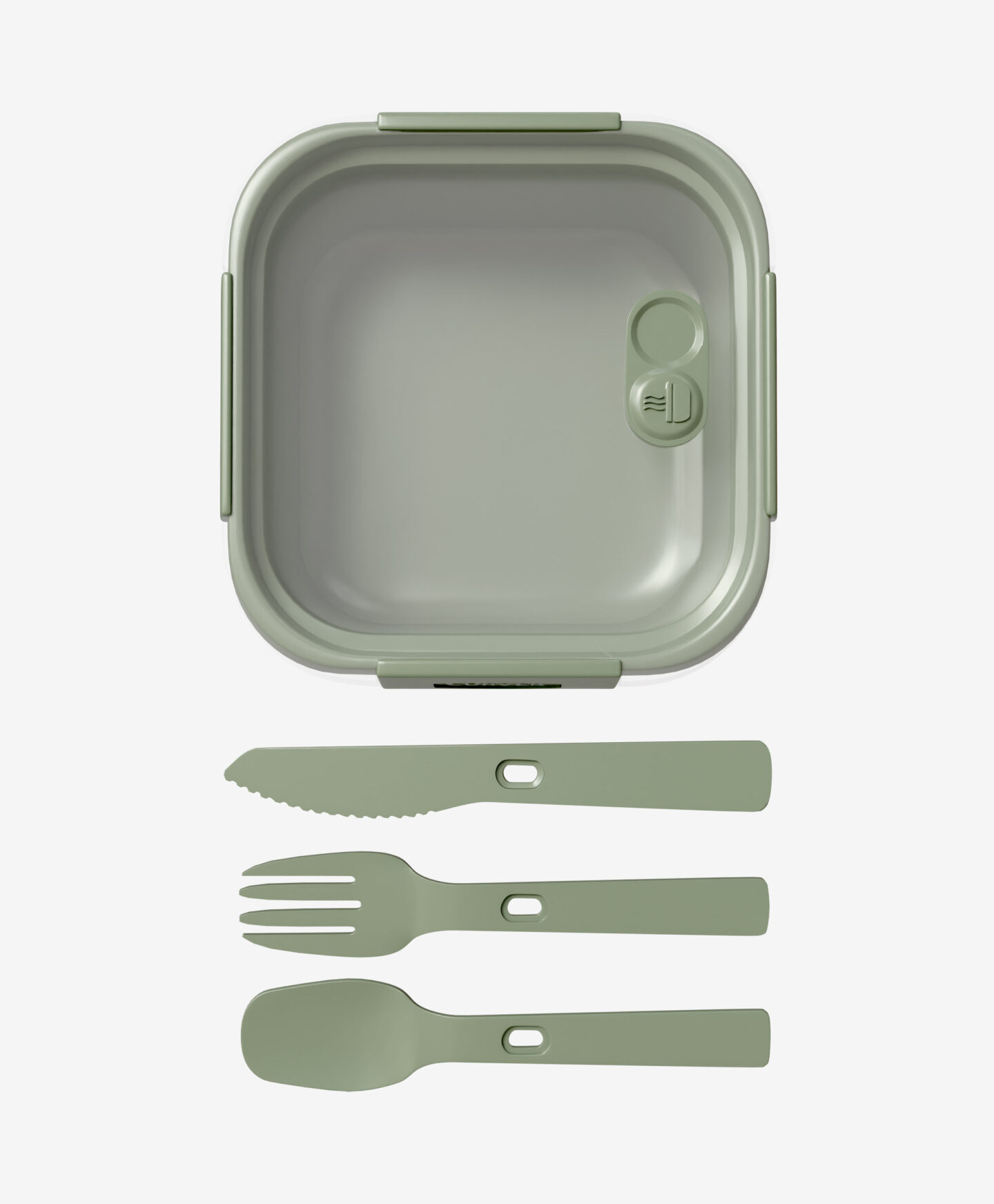 Porta pranzo verde con posate