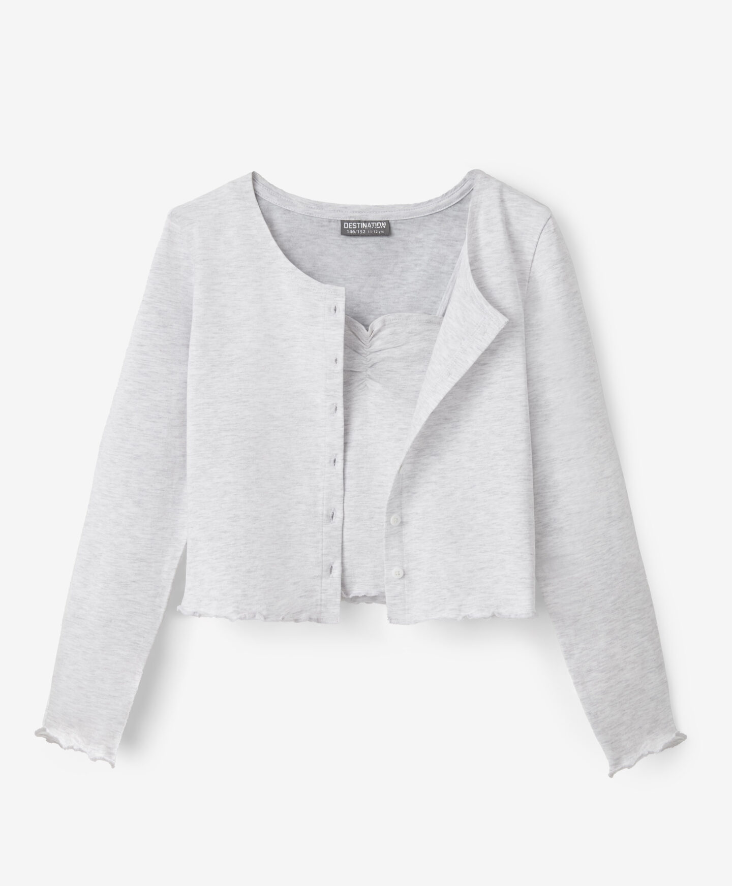 set top e maglia grigia ragazza