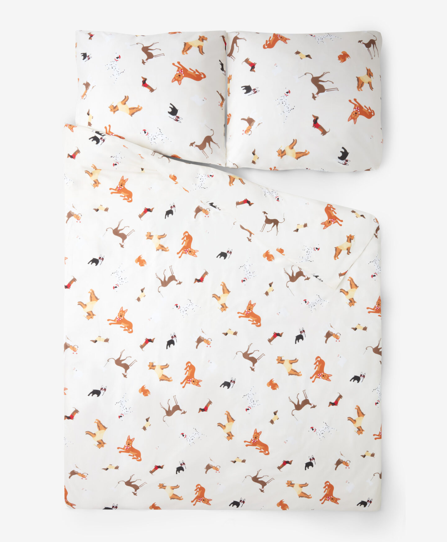 completo letto beige con cani