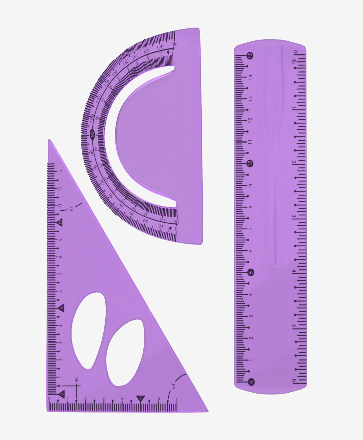 set strumenti da disegno viola